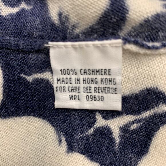 HEIDI WEISEL Size M Cream Navy Cashmere Abstract floral Cap Sleeves Casual Top - Picture 7 of 8